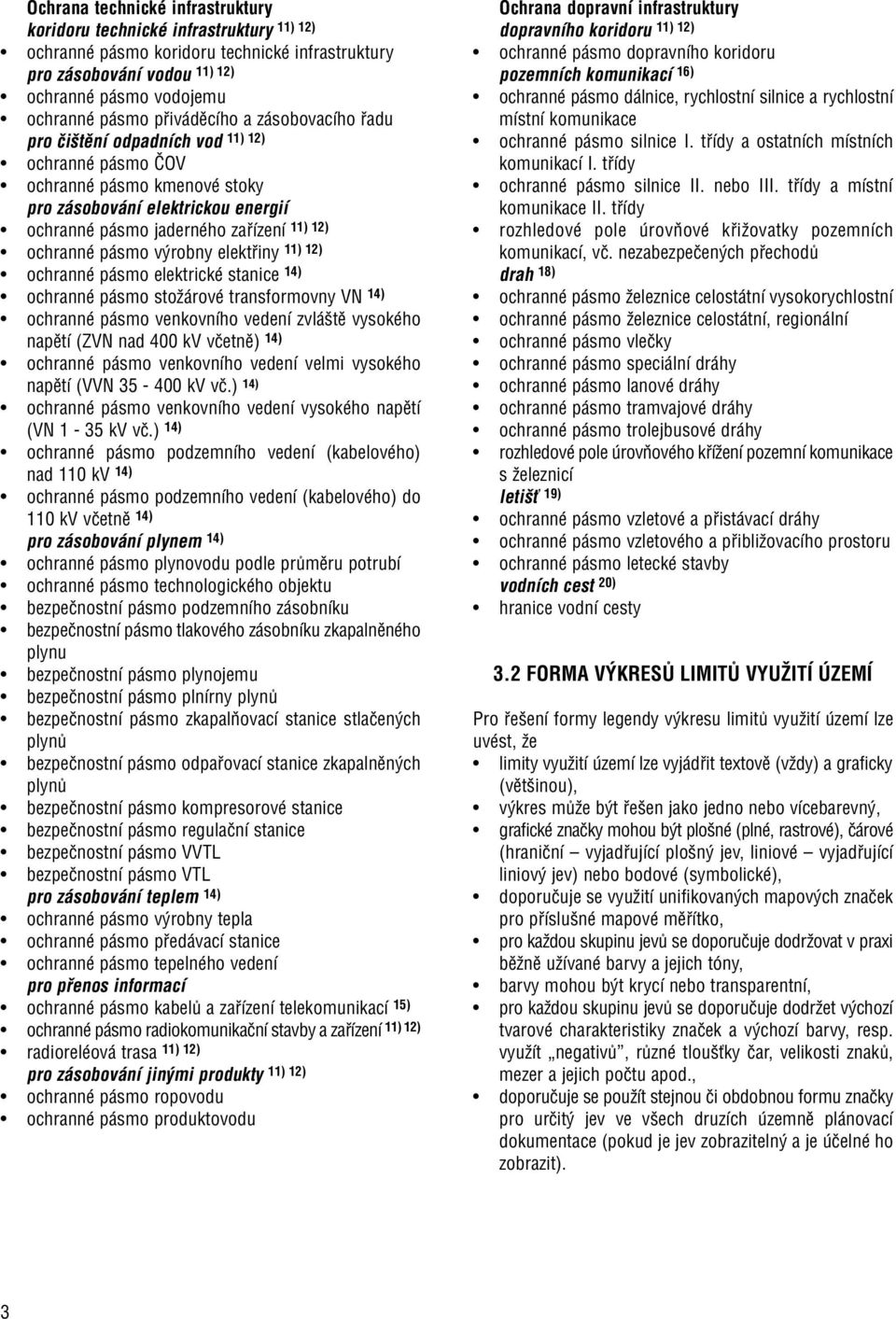 pásmo výrobny elektøiny 11) 12) ochranné pásmo elektrické stanice 14) ochranné pásmo stožárové transformovny VN 14) ochranné pásmo venkovního vedení zvláštì vysokého napìtí (ZVN nad 400 kv vèetnì)