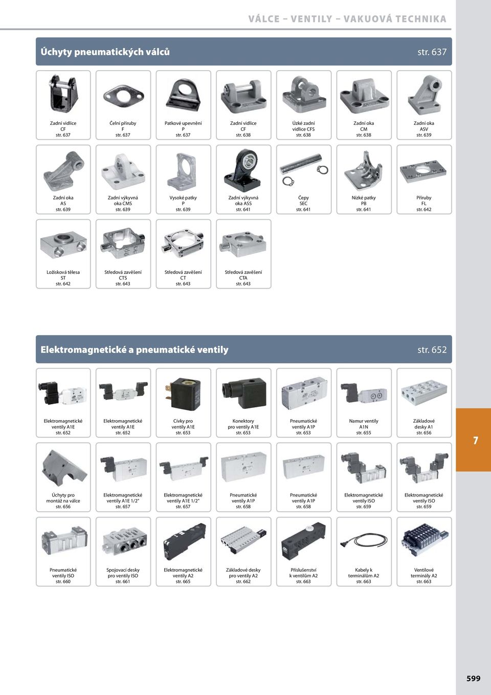 642 Ložisková tělesa ST str. 642 Středová zavěšení CTS str. 643 Středová zavěšení CT str. 643 Středová zavěšení CTA str. 643 Elektromagnetické a pneumatické ventily str.