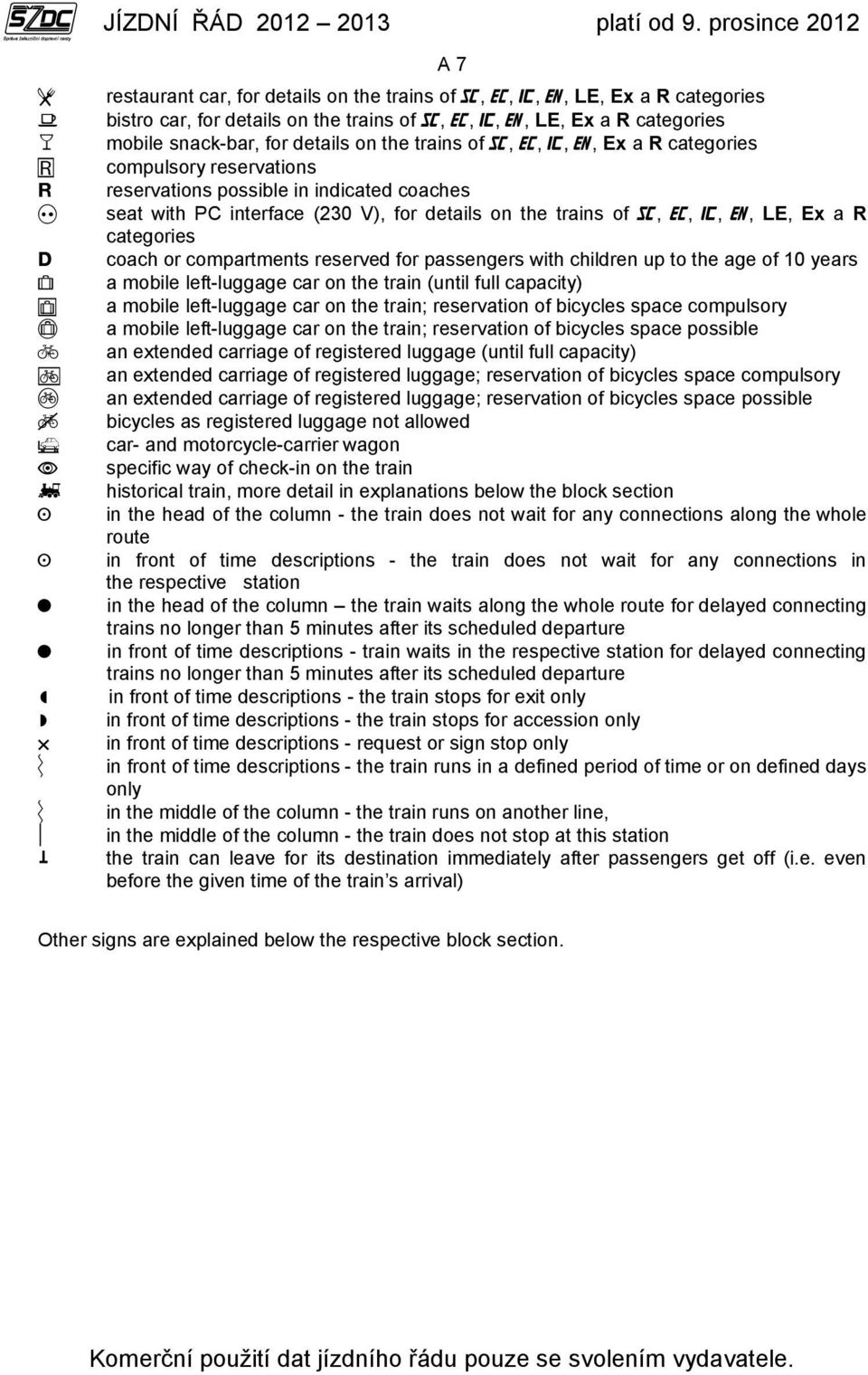 passengers with children up to the age of 10 years a mobile left-luggage car on the train (until full capacity) a mobile left-luggage car on the train; reservation of bicycles space compulsory a