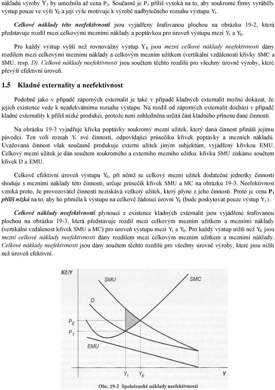 Pro každý výstup vyšší než rovnovážný výstup Y E jsou mezní celkové náklady neefektivnosti dány rozdílem mezi celkovými mezními náklady a celkovým mezním užitkem (vertikální vzdáleností křivky SMC a