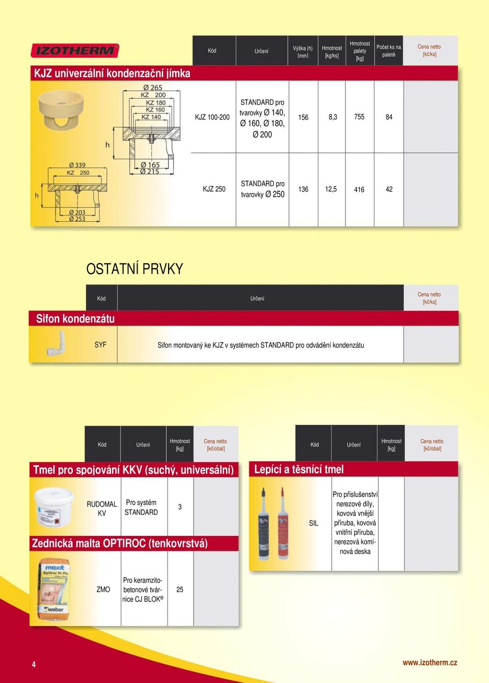 [kč/obal] Tmel pro spojování KKV (suchý, universální) Lepící a těsnící tmel RUDOMAL KV Pro systém Zednická malta OPTIROC (tenkovrstvá) 3 SIL