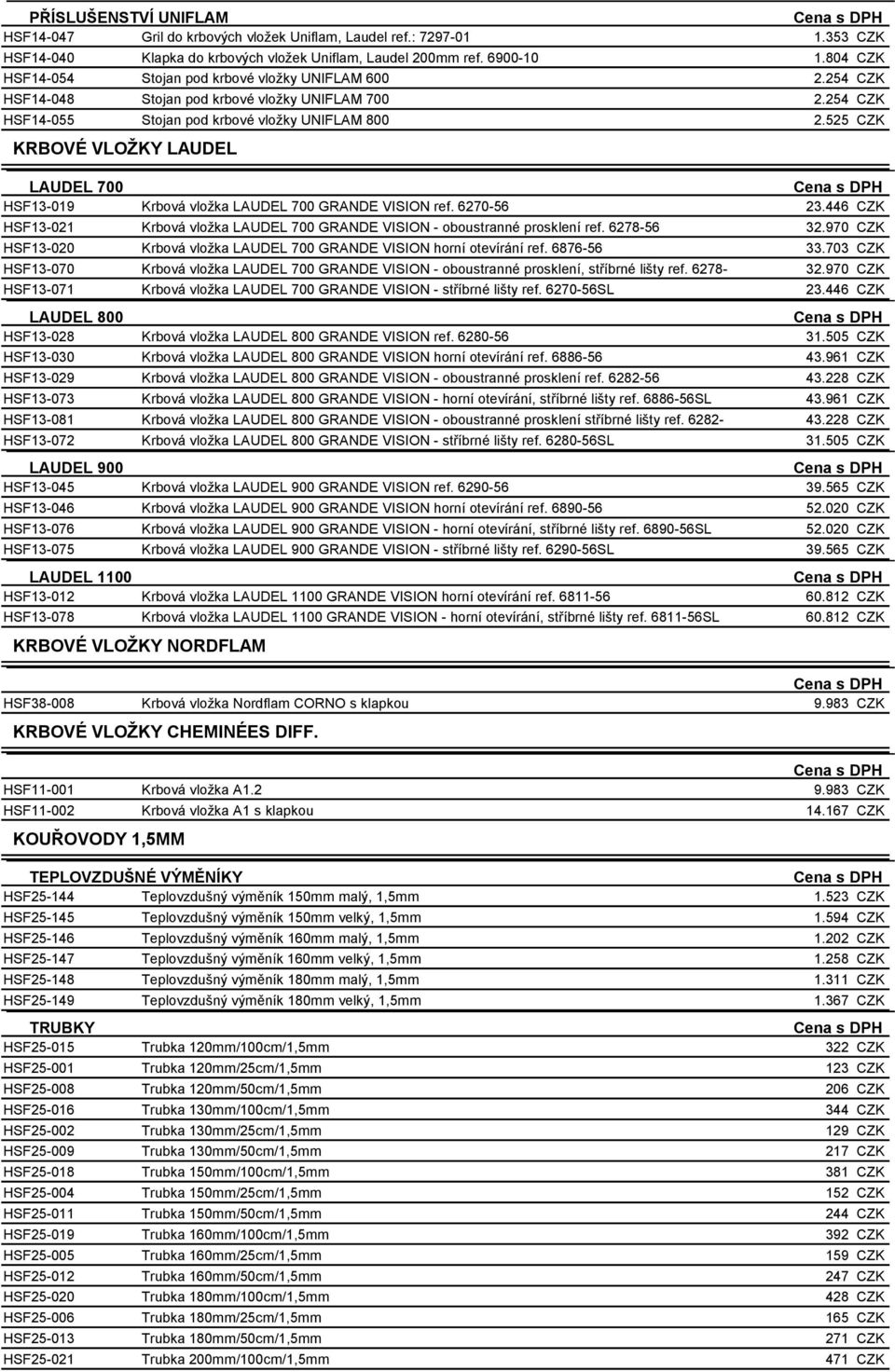 525 CZK KRBOVÉ VLOŽKY LAUDEL LAUDEL 700 HSF13-019 Krbová vložka LAUDEL 700 GRANDE VISION ref. 6270-56 HSF13-021 Krbová vložka LAUDEL 700 GRANDE VISION - oboustranné prosklení ref.