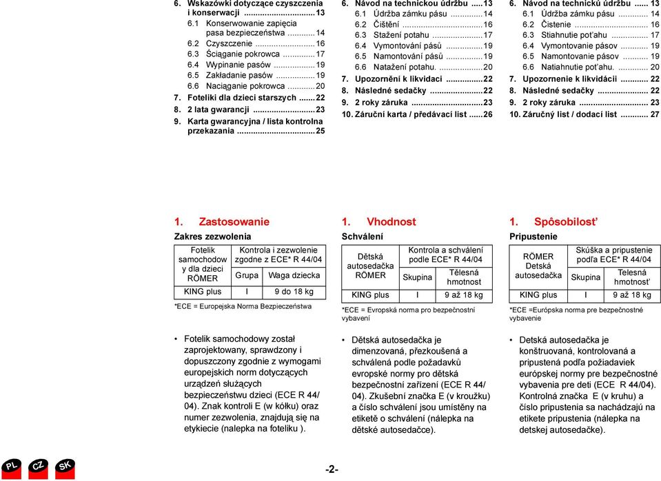 Návod na technickou údržbu...13 6.1 Údržba zámku pásu...14 6.2 Čištění...16 6.3 Stažení potahu...17 6.4 Vymontování pásů...19 6.5 Namontování pásů...19 6.6 Natažení potahu....20 7.