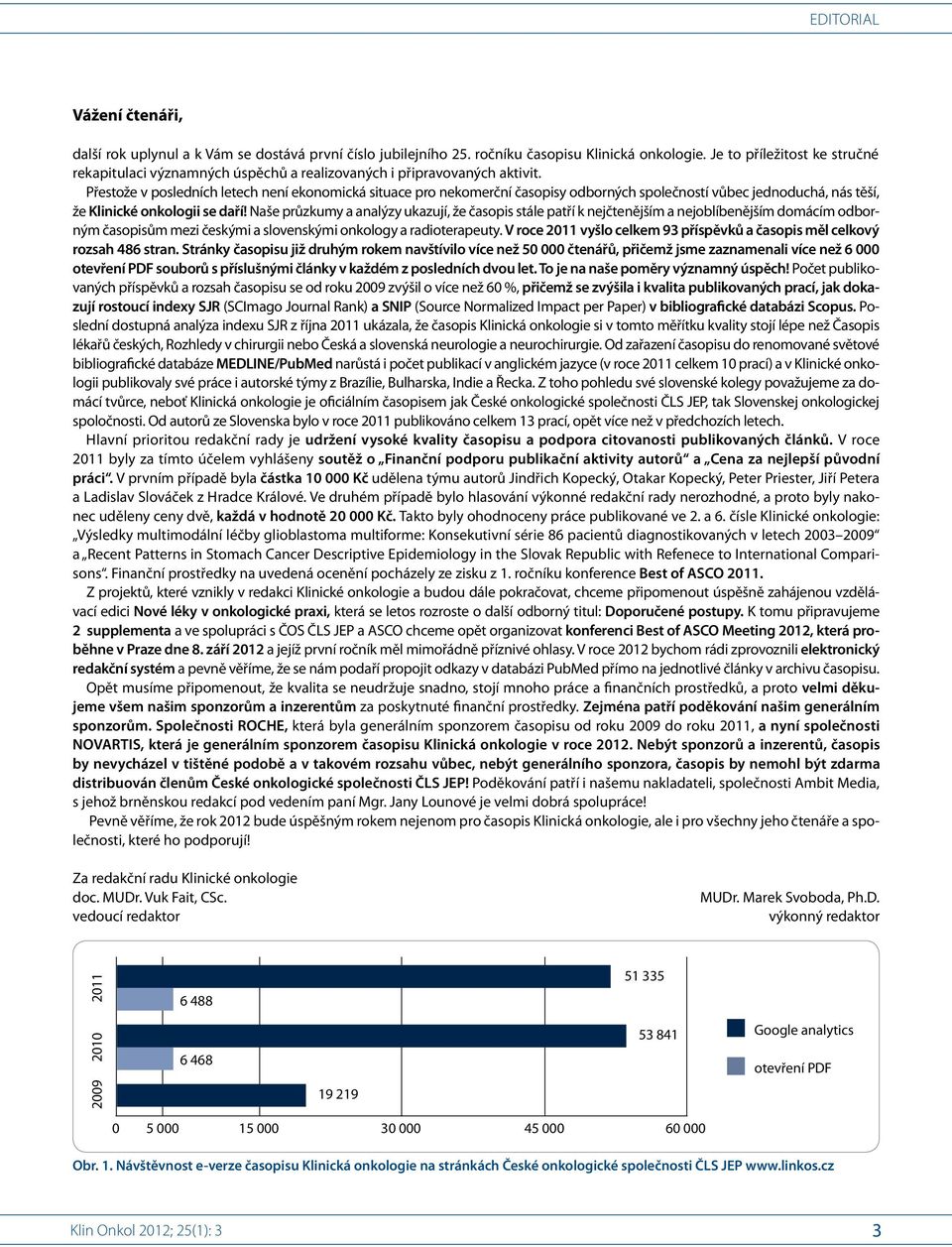 Přestože v posledních letech není ekonomická situace pro nekomerční časopisy odborných společností vůbec jednoduchá, nás těší, že Klinické onkologii se daří!