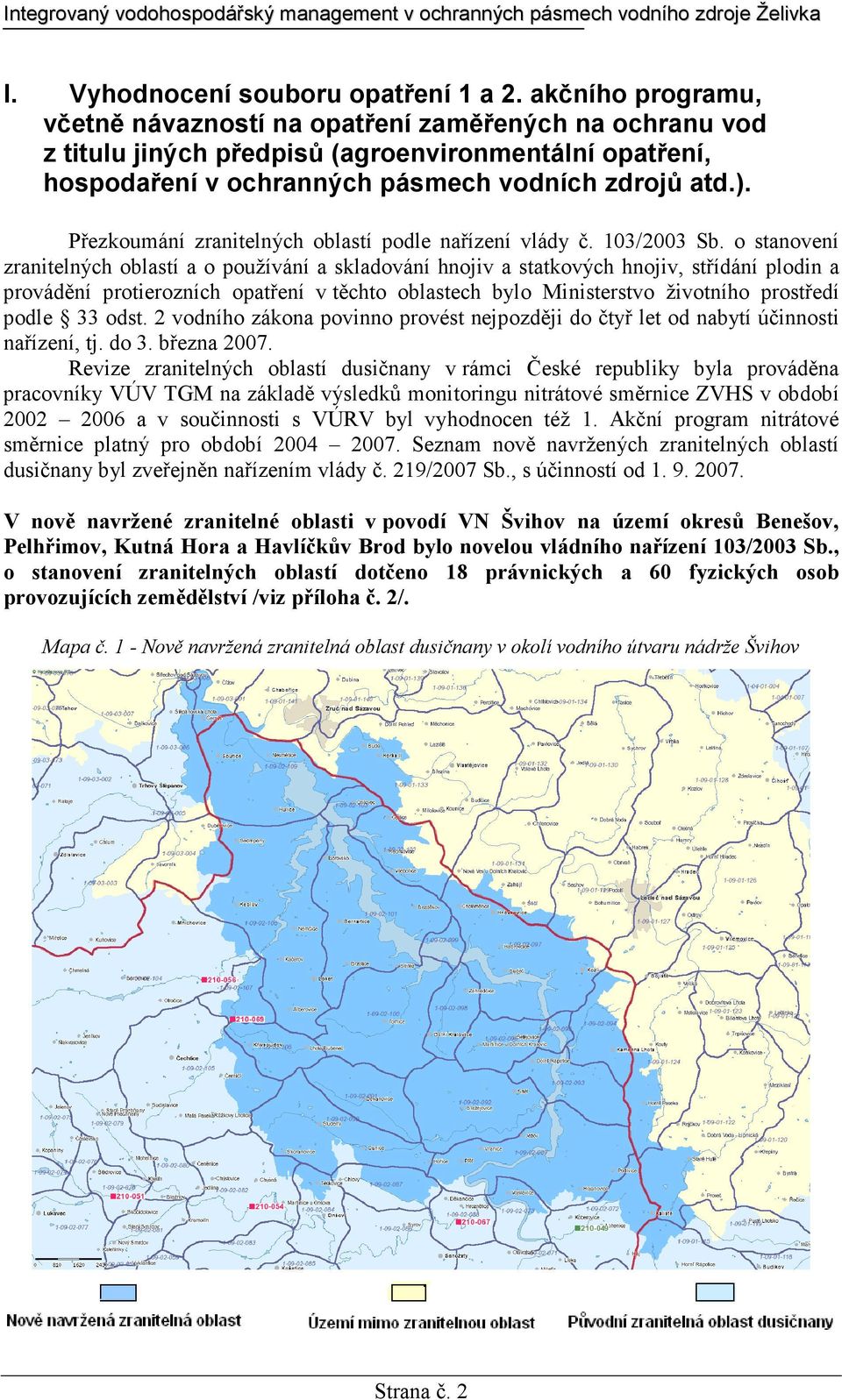 Přezkoumání zranitelných oblastí podle nařízení vlády č. 103/2003 Sb.