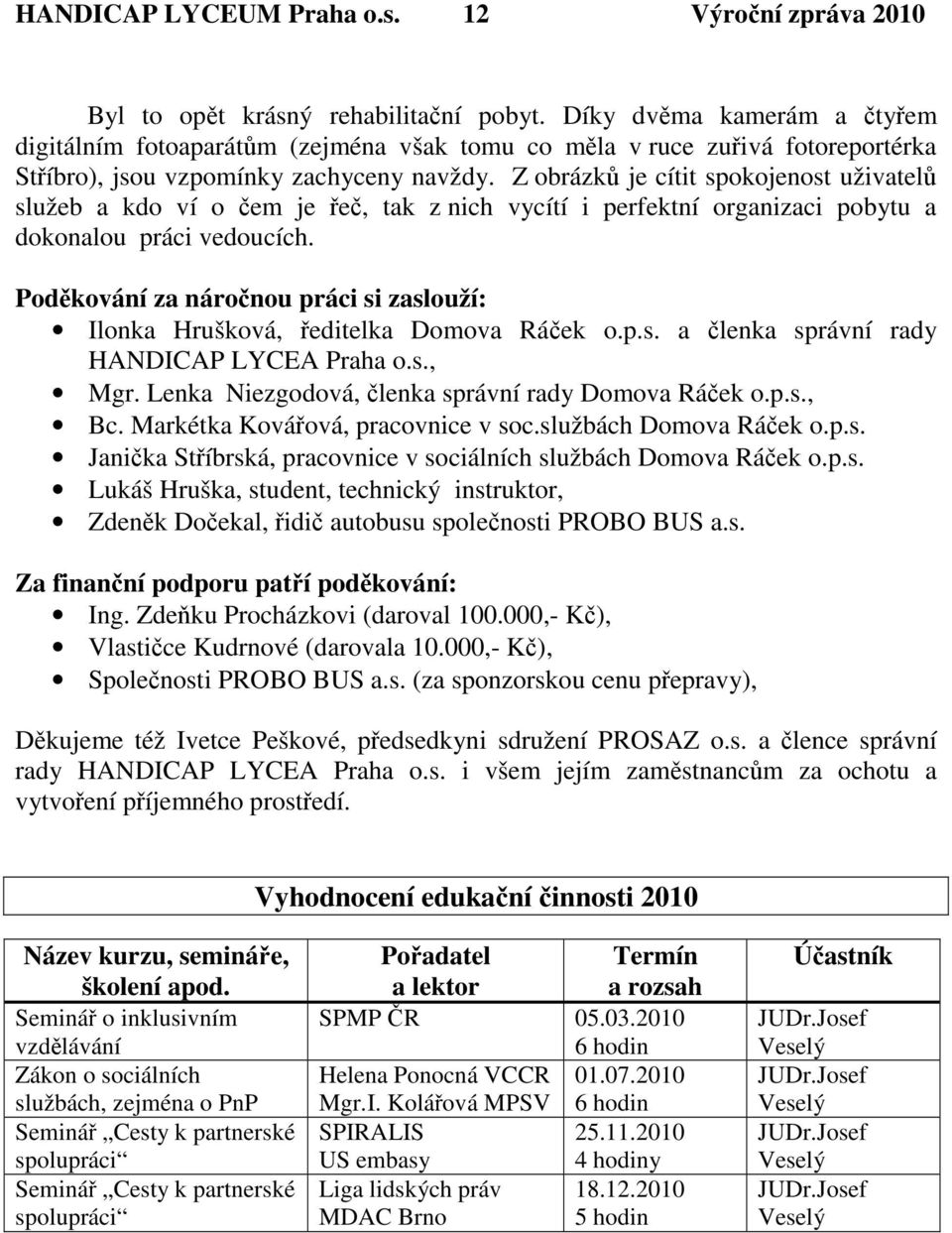 Z obrázk je cítit spokojenost uživatel služeb a kdo ví o em je e, tak z nich vycítí i perfektní organizaci pobytu a dokonalou práci vedoucích.