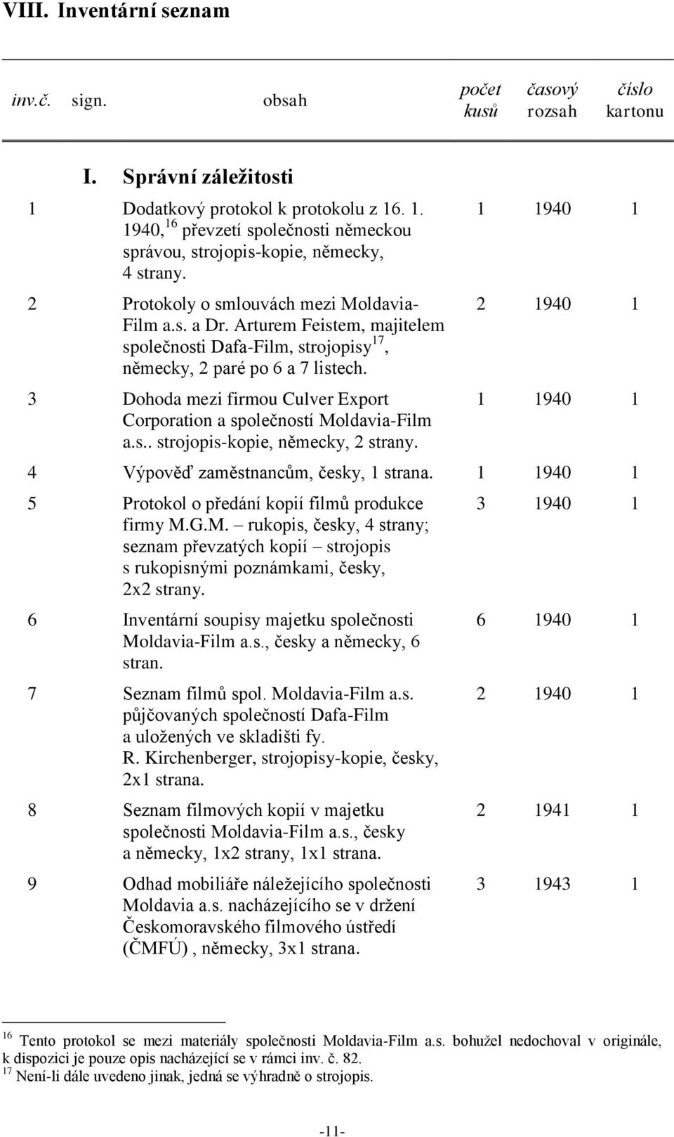 3 Dohoda mezi firmou Culver Export Corporation a společností Moldavia-Film a.s.. strojopis-kopie, německy, 2 strany. 1 1940 1 2 1940 1 1 1940 1 4 Výpověď zaměstnancům, česky, 1 strana.