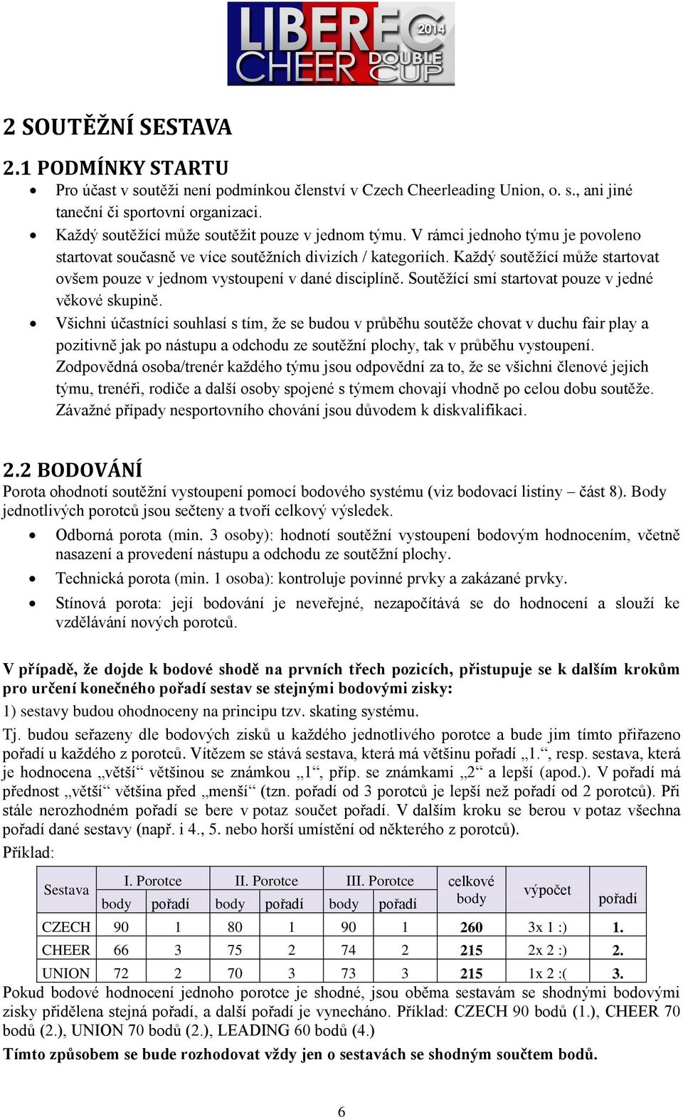 Každý soutěžící může startovat ovšem pouze v jednom vystoupení v dané disciplíně. Soutěžící smí startovat pouze v jedné věkové skupině.