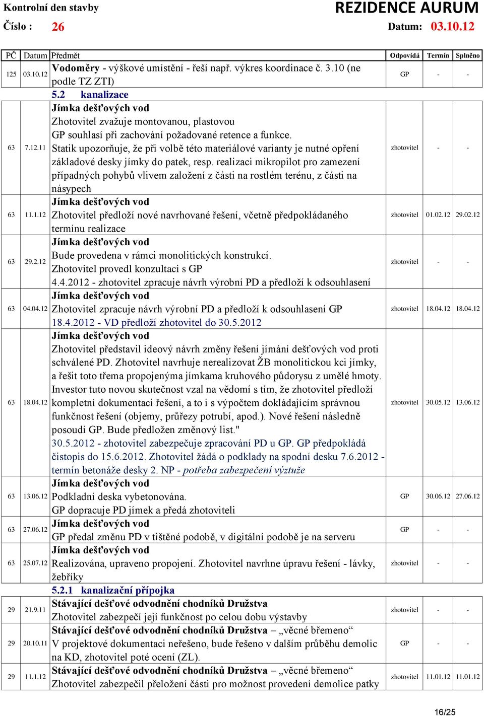 Statik upozorňuje, že při volbě této materiálové varianty je nutné opření základové desky jímky do patek, resp.