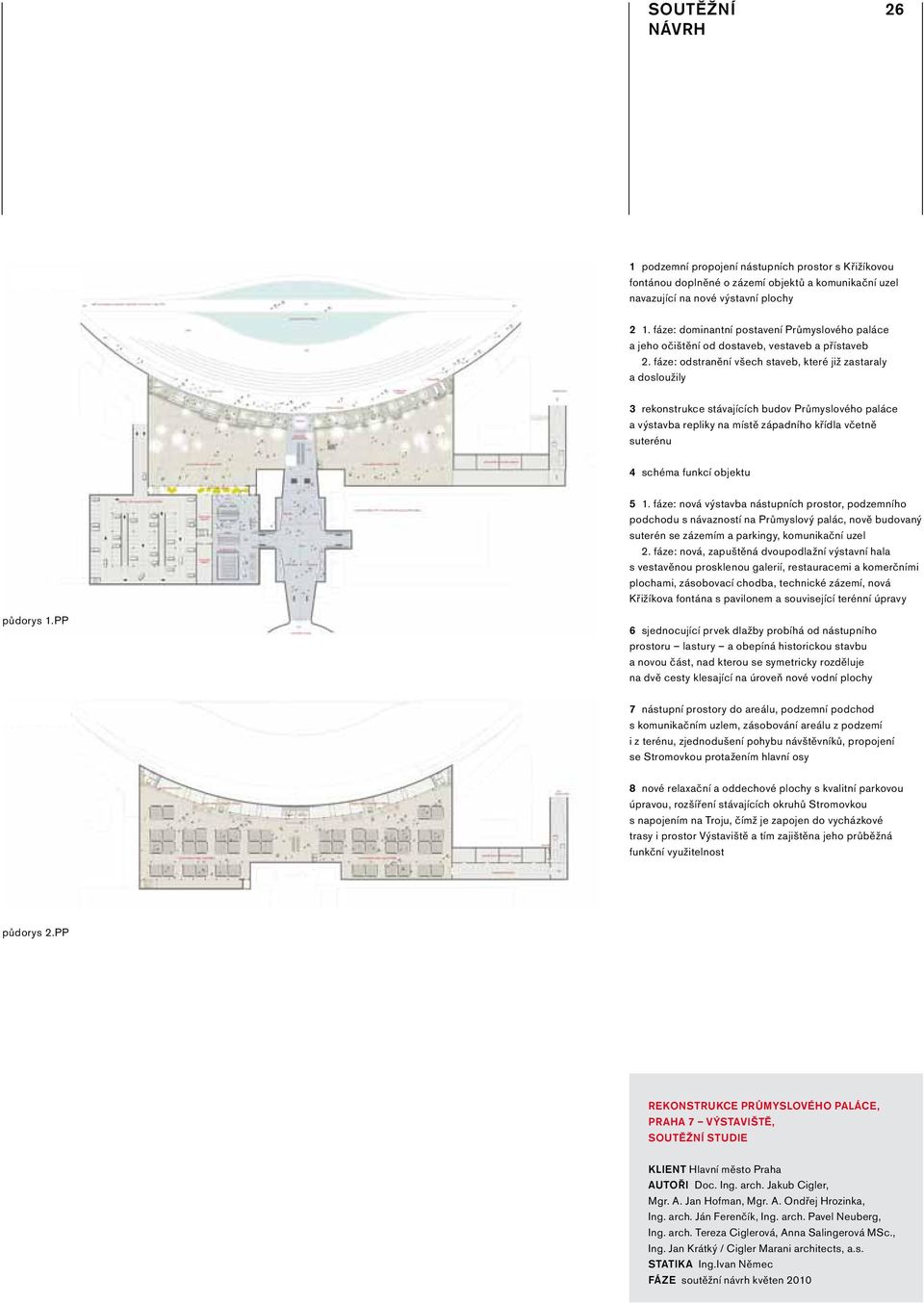 fáze: odstranění všech staveb, které již zastaraly a dosloužily 3 rekonstrukce stávajících budov Průmyslového paláce a výstavba repliky na místě západního křídla včetně suterénu 4 schéma funkcí