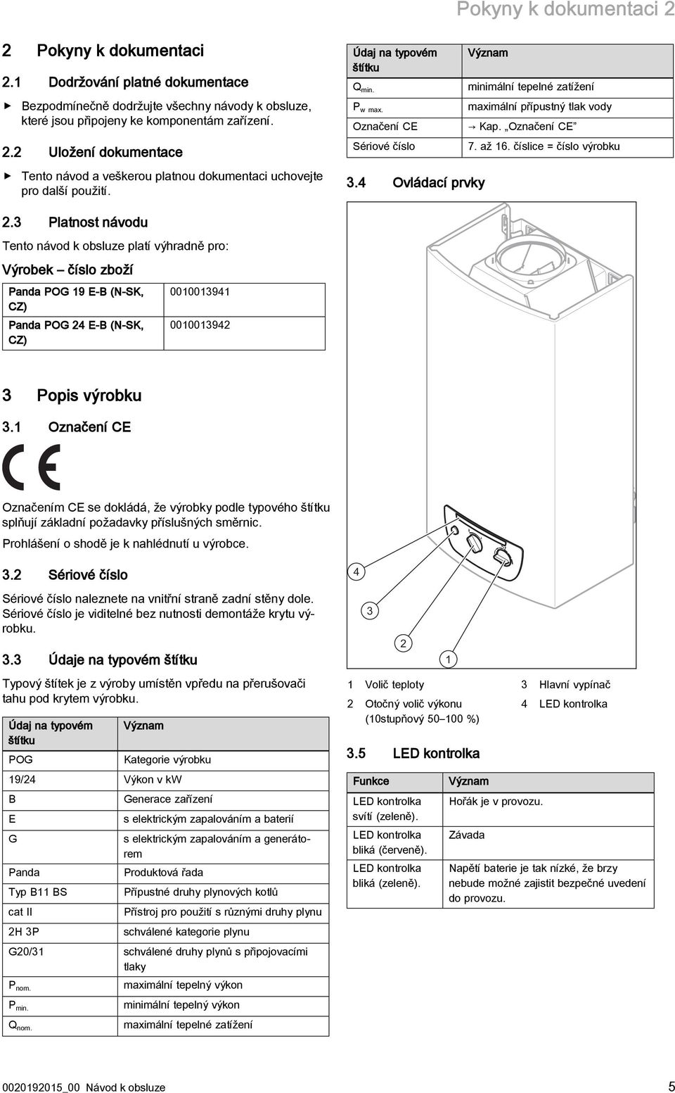 číslice = číslo výrobku Tento návod a veškerou platnou dokumentaci uchovejte pro další použití. 3.4 Ovládací prvky 2.