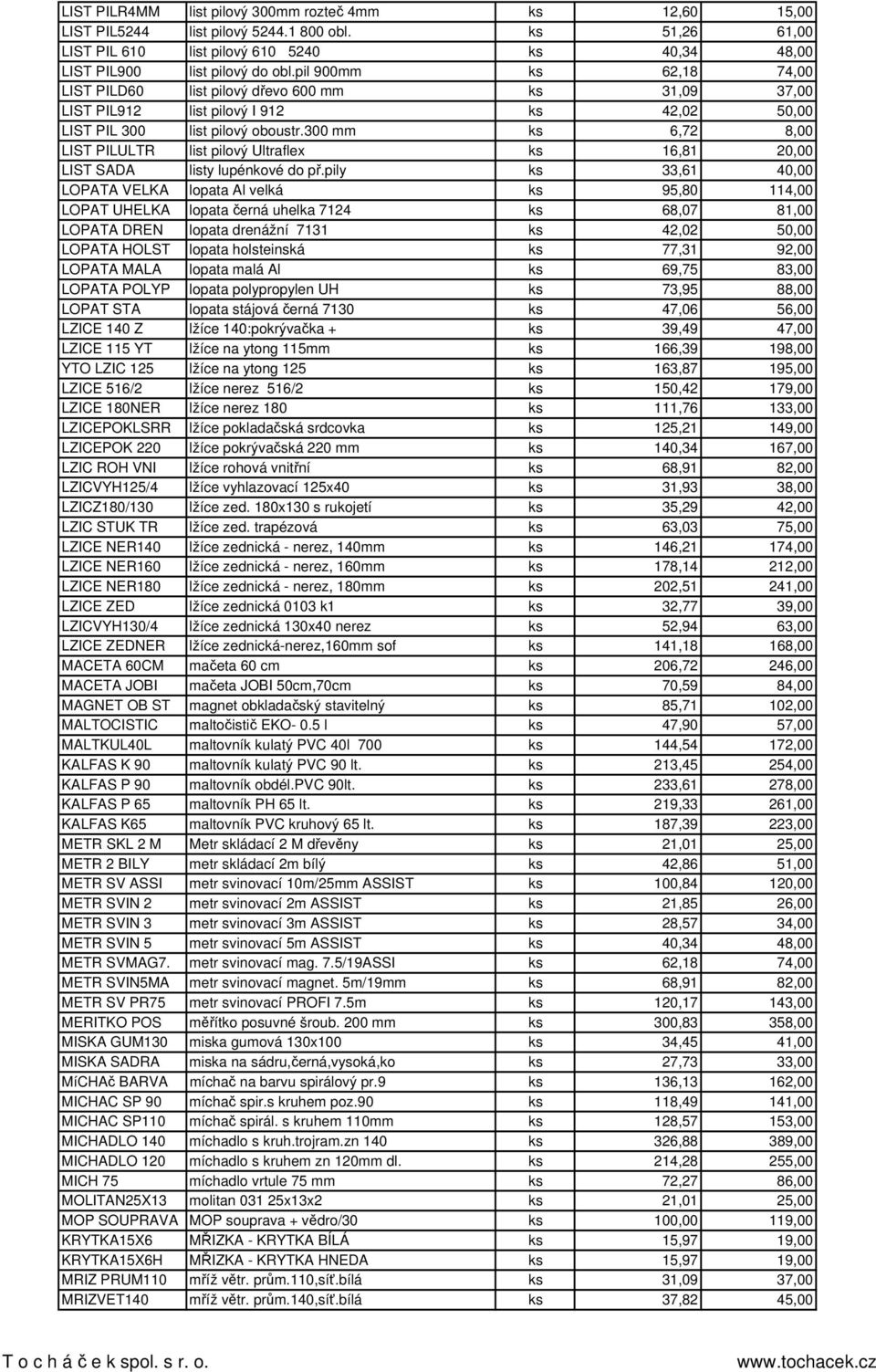 300 mm ks 6,72 8,00 LIST PILULTR list pilový Ultraflex ks 16,81 20,00 LIST SADA listy lupénkové do př.