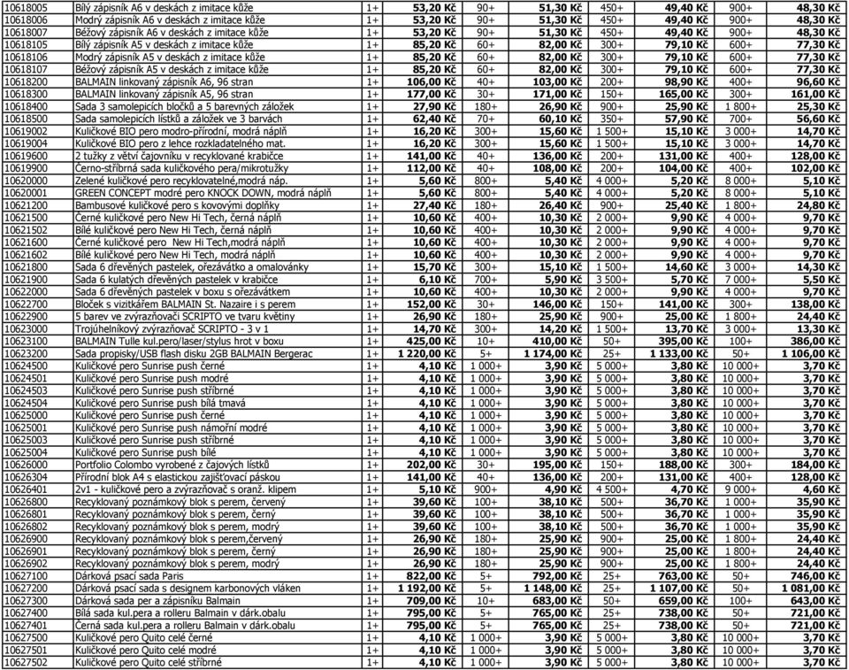 79,10 Kč 600+ 77,30 Kč 10618106 Modrý zápisník A5 v deskách z imitace kůže 1+ 85,20 Kč 60+ 82,00 Kč 300+ 79,10 Kč 600+ 77,30 Kč 10618107 Béžový zápisník A5 v deskách z imitace kůže 1+ 85,20 Kč 60+