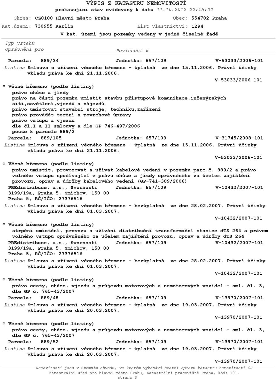 Právní účinky vkladu práva ke dni 21.11.2006.