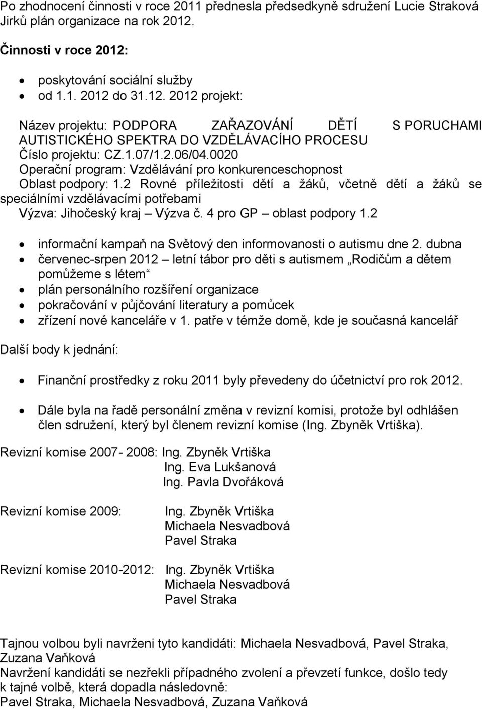 1.07/1.2.06/04.0020 Operační program: Vzdělávání pro konkurenceschopnost Oblast podpory: 1.