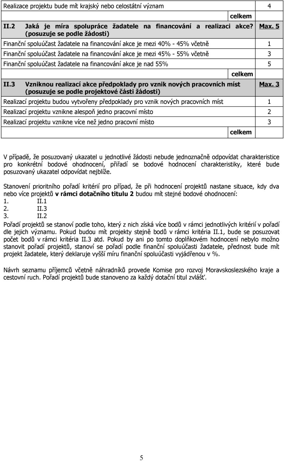 žadatele na financování akce je nad 55% 5 II.