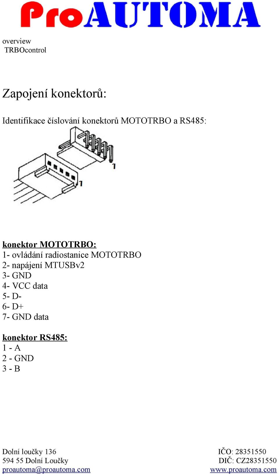 radiostanice MOTOTRBO 2- napájení MTUSBv2 3- GND 4- VCC