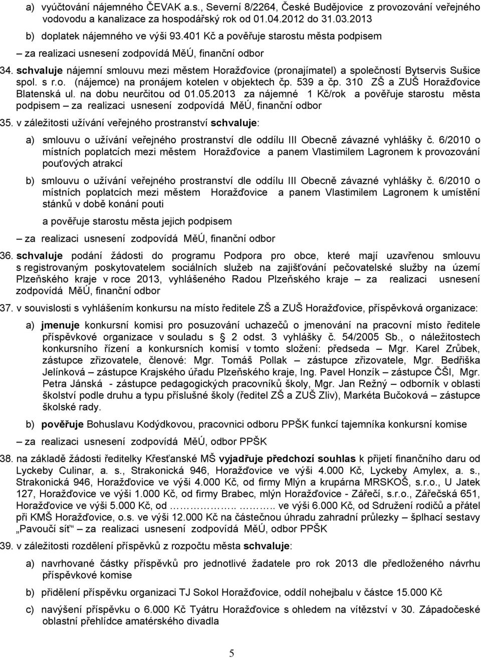 s r.o. (nájemce) na pronájem kotelen v objektech čp. 539 a čp. 310 ZŠ a ZUŠ Horažďovice Blatenská ul. na dobu neurčitou od 01.05.