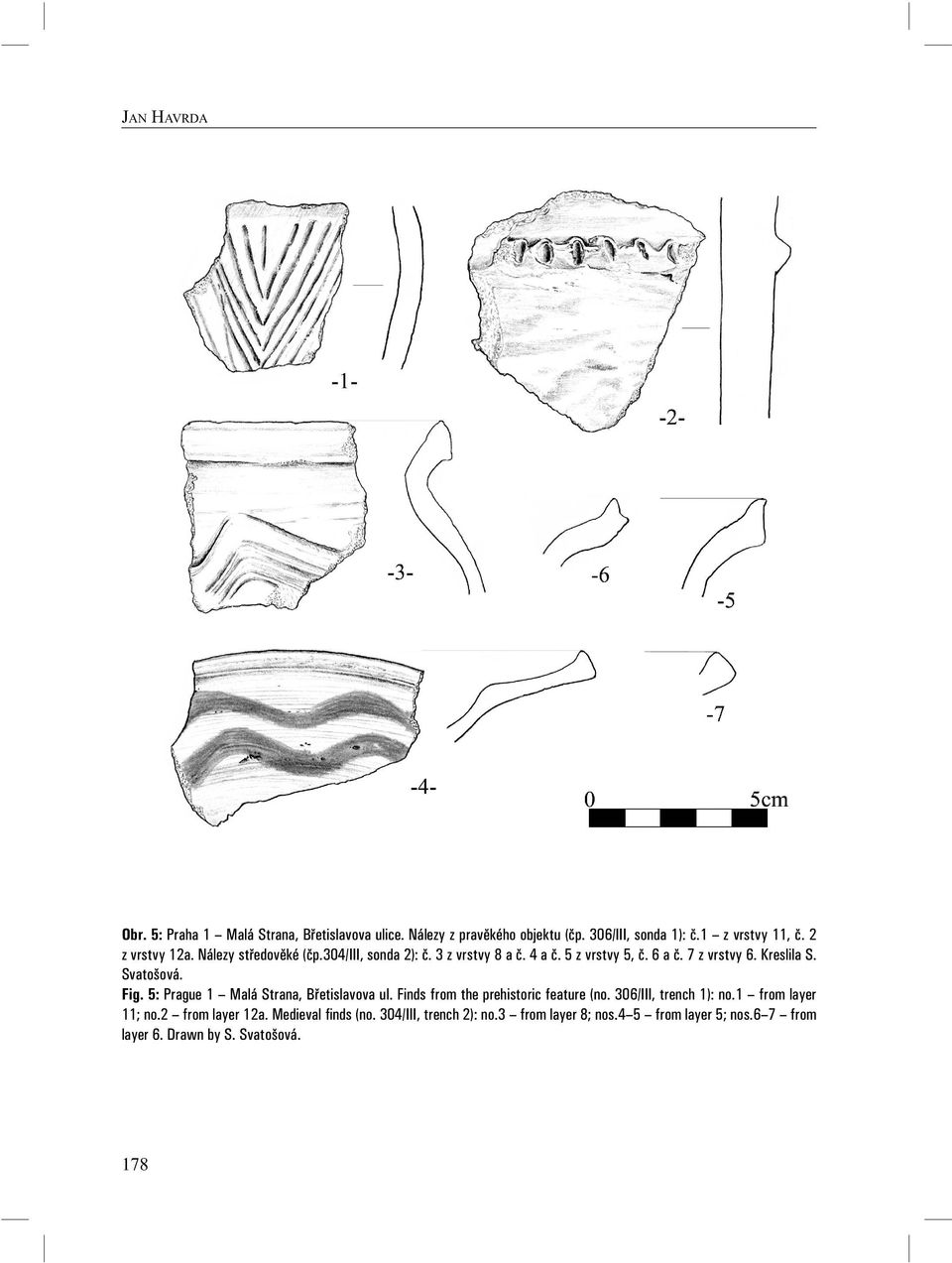Fig. 5: Prague 1 Malá Strana, B etislavova ul. Finds from the prehistoric feature (no. 306/III, trench 1): no.1 from layer 11; no.