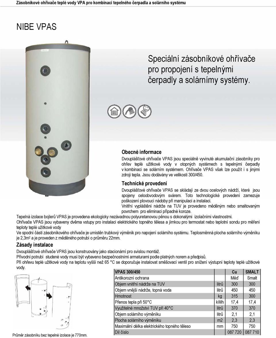 Ohřívače VPAS však lze použít i s jinými zdroji tepla. Jsou dodávány ve velikosti 300/450.