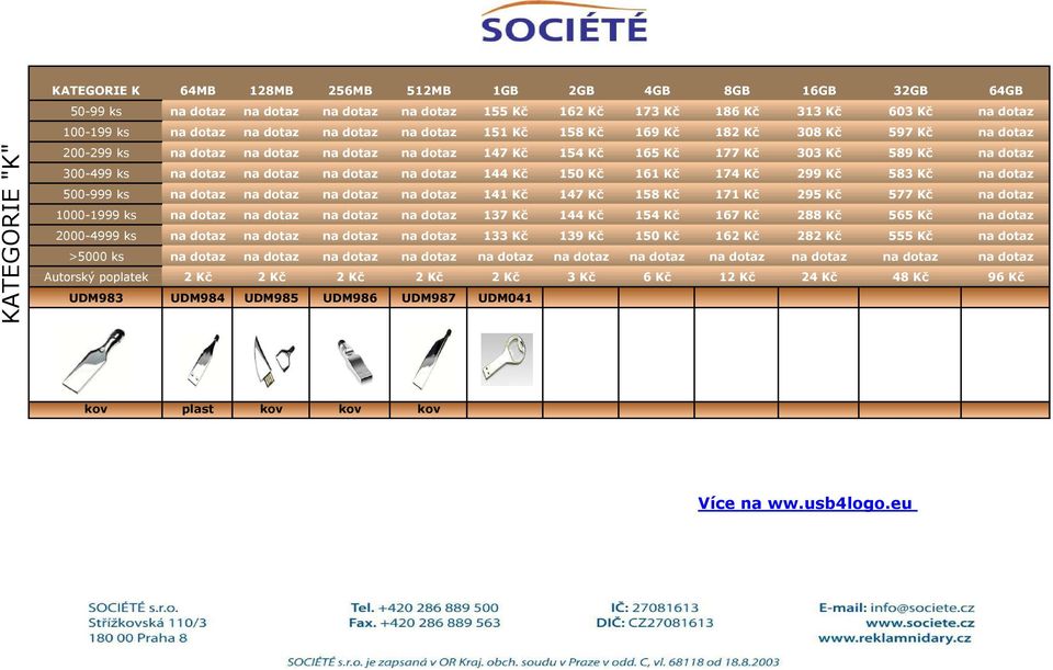 dotaz na dotaz na dotaz 144 Kč 150 Kč 161 Kč 174 Kč 299 Kč 583 Kč na dotaz 500-999 ks na dotaz na dotaz na dotaz na dotaz 141 Kč 147 Kč 158 Kč 171 Kč 295 Kč 577 Kč na dotaz 1000-1999 ks na dotaz na