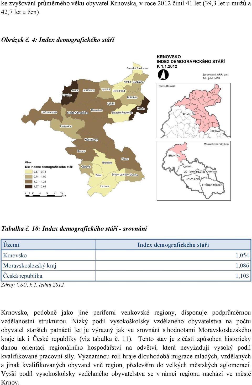 Krnovsko, podobně jako jiné periferní venkovské regiony, disponuje podprůměrnou vzdělanostní strukturou.