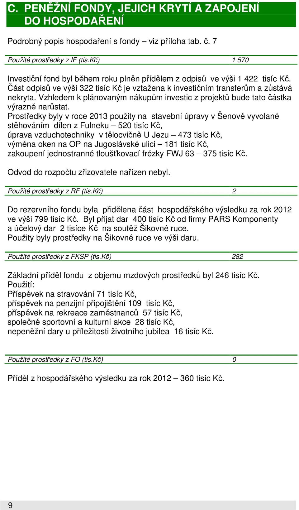 Vzhledem k plánovaným nákupům investic z projektů bude tato částka výrazně narůstat.