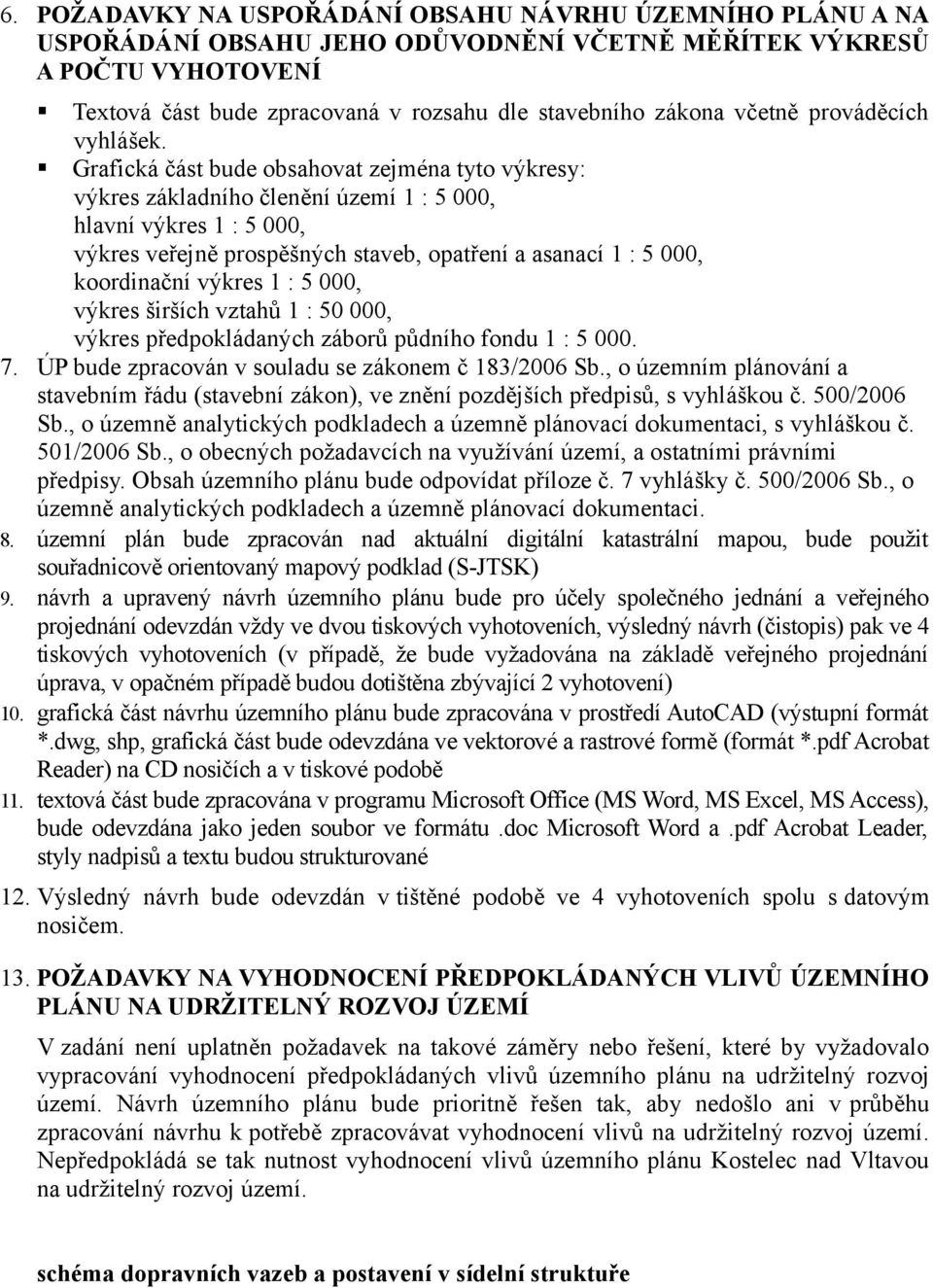 Grafická část bude obsahovat zejména tyto výkresy: výkres základního členění území 1 : 5 000, hlavní výkres 1 : 5 000, výkres veřejně prospěšných staveb, opatření a asanací 1 : 5 000, koordinační