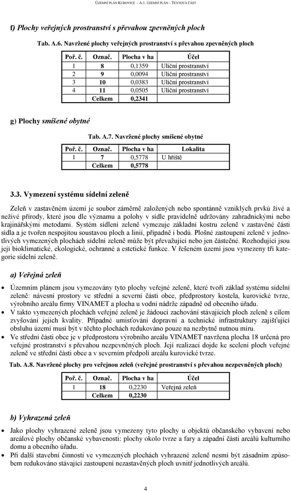 Navržené plochy smíšené obytné Poř. č. Označ. Plocha v ha Lokalita 1 7 0,5778 U hřiště Celkem 0,5778 3.