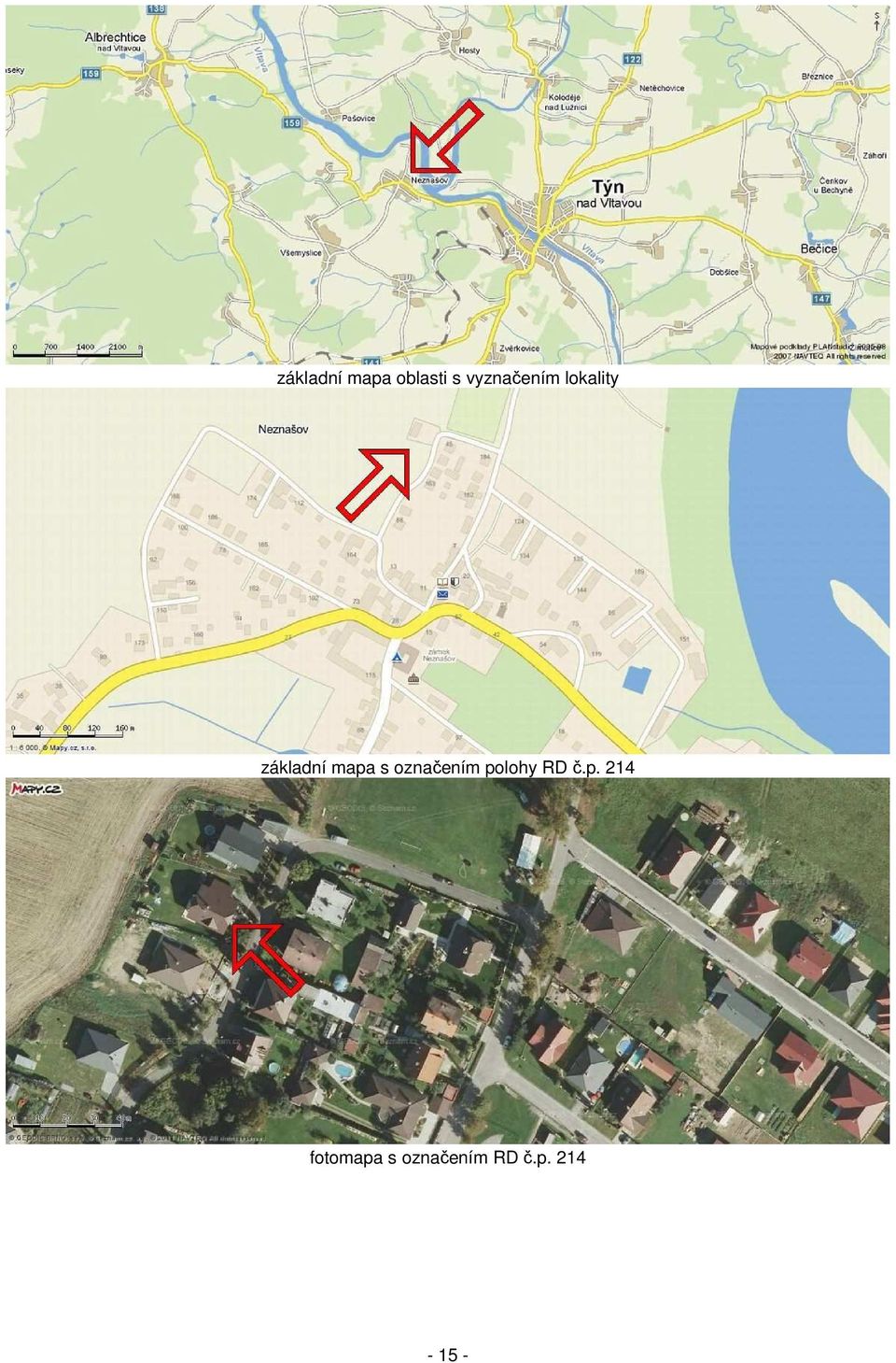 mapa s označením polohy RD č.p.