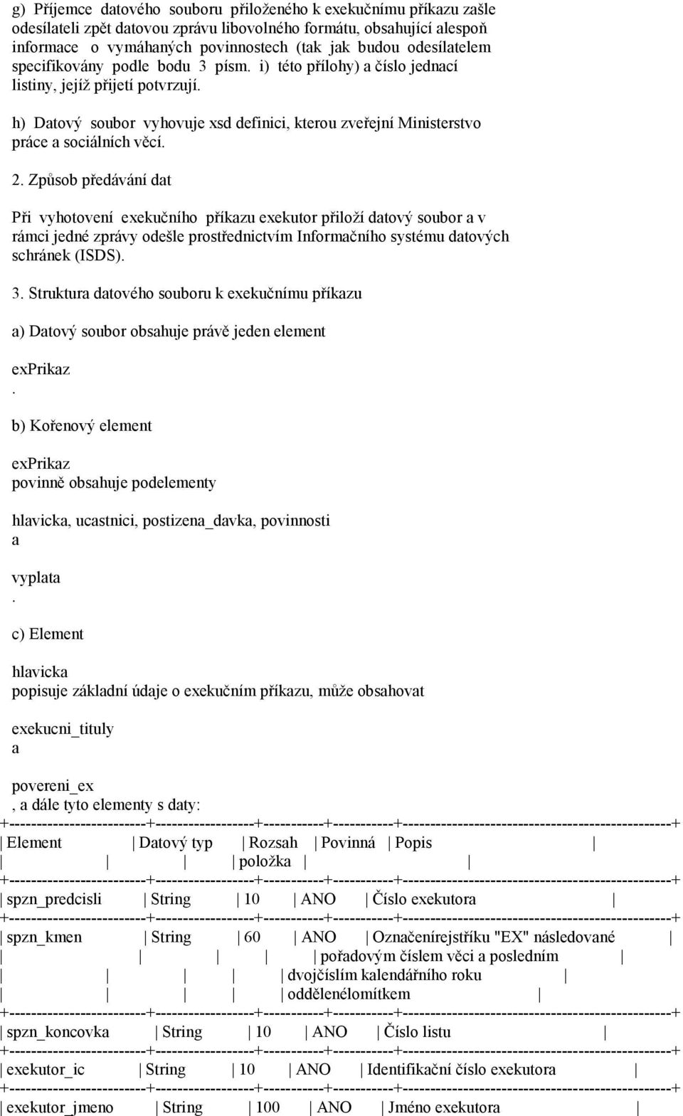 h) Datový soubor vyhovuje xsd definici, kterou zveřejní Ministerstvo práce a sociálních věcí. 2.