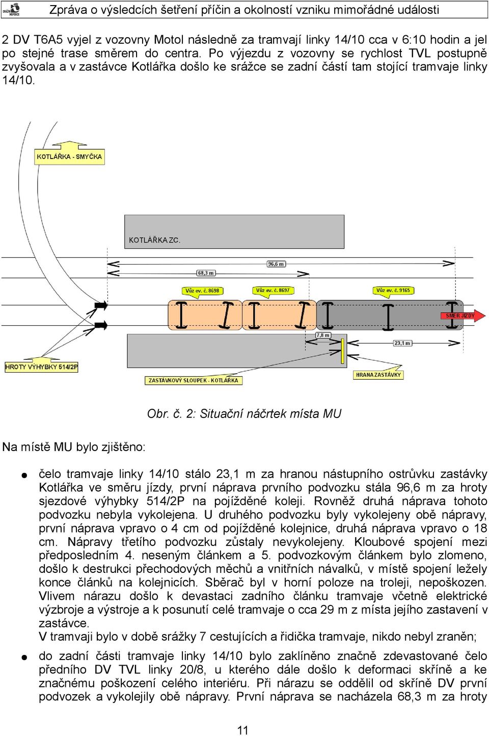 stí tam stojící tramvaje linky 14/10. Obr. č.