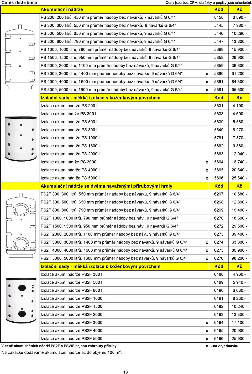 bez návarků, 9 návarků G 6/4" 5699 15 900,- PS 1500, 1500 litrů, 950 mm průměr nádoby bez návarků, 9 návarků G 6/4" 5858 26 900,- PS 2000, 2000 litrů, 1100 mm průměr nádoby bez návarků, 9 návarků G