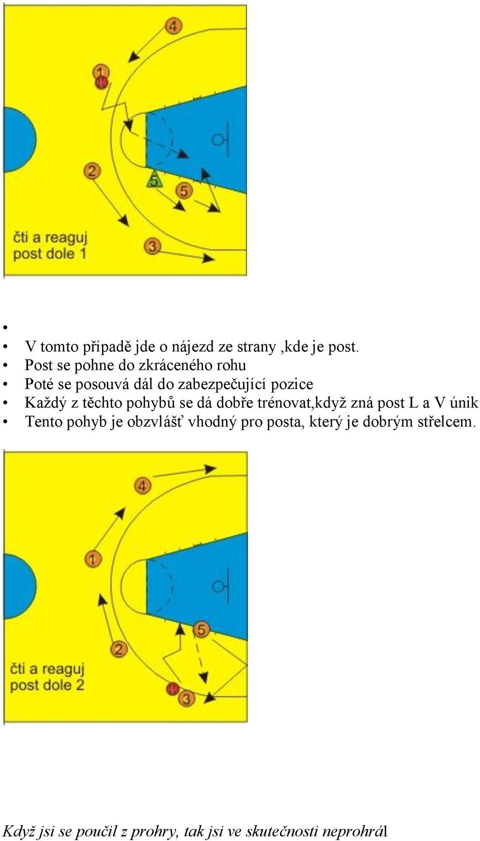 Každý z těchto pohybů se dá dobře trénovat,když zná post L a V únik Tento pohyb