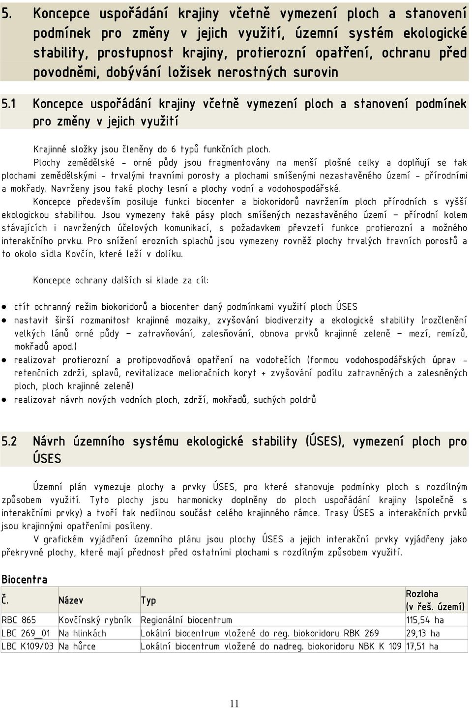 1 Koncepce uspořádání krajiny včetně vymezení ploch a stanovení podmínek pro změny v jejich využití Krajinné složky jsou členěny do 6 typů funkčních ploch.