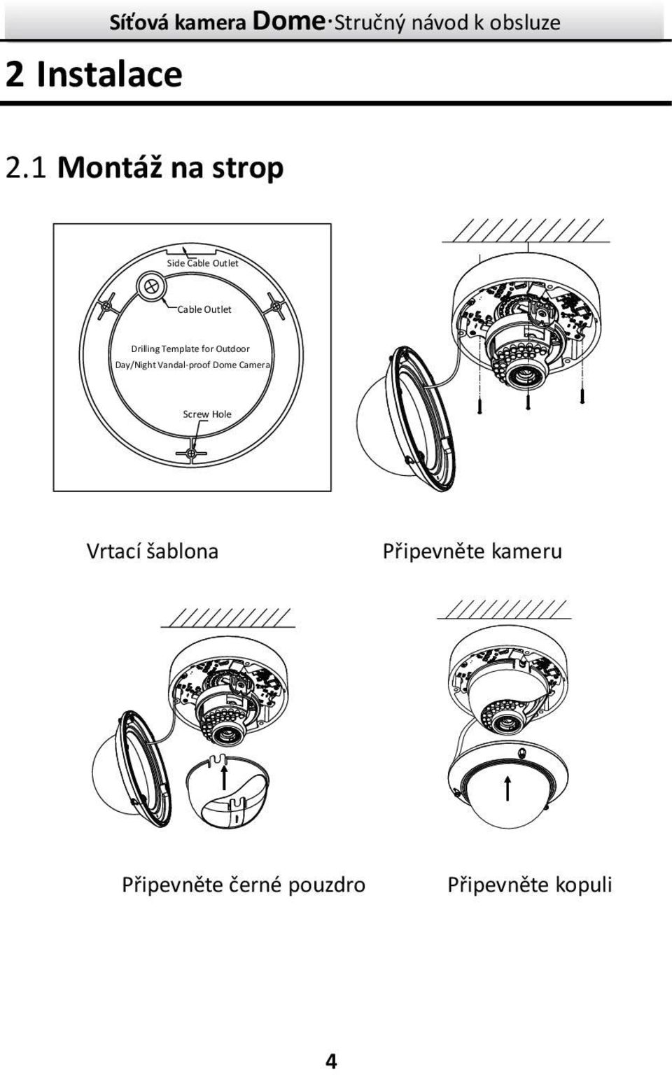 Template for Outdoor Day/Night Vandal-proof Dome Camera Screw