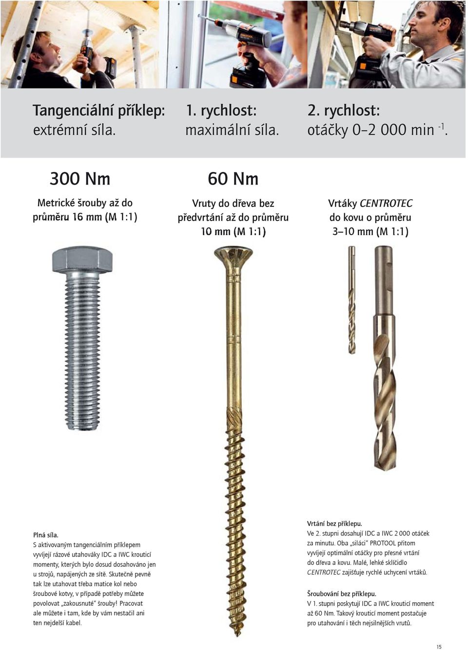 S aktivovaným tangenciálním příklepem vyvíjejí rázové utahováky IDC a IWC krouticí momenty, kterých bylo dosud dosahováno jen u strojů, napájených ze sítě.