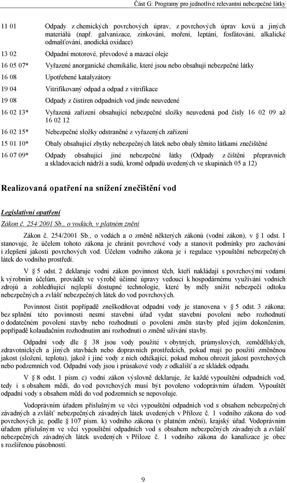 nebo obsahují nebezpečné látky 16 08 Upotřebené katalyzátory 19 04 Vitrifikovaný odpad a odpad z vitrifikace 19 08 Odpady z čistíren odpadních vod jinde neuvedené 16 02 13* Vyřazená zařízení