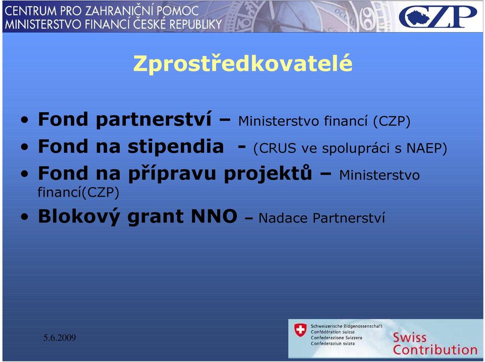 spolupráci s NAEP) Fond na přípravu projektů