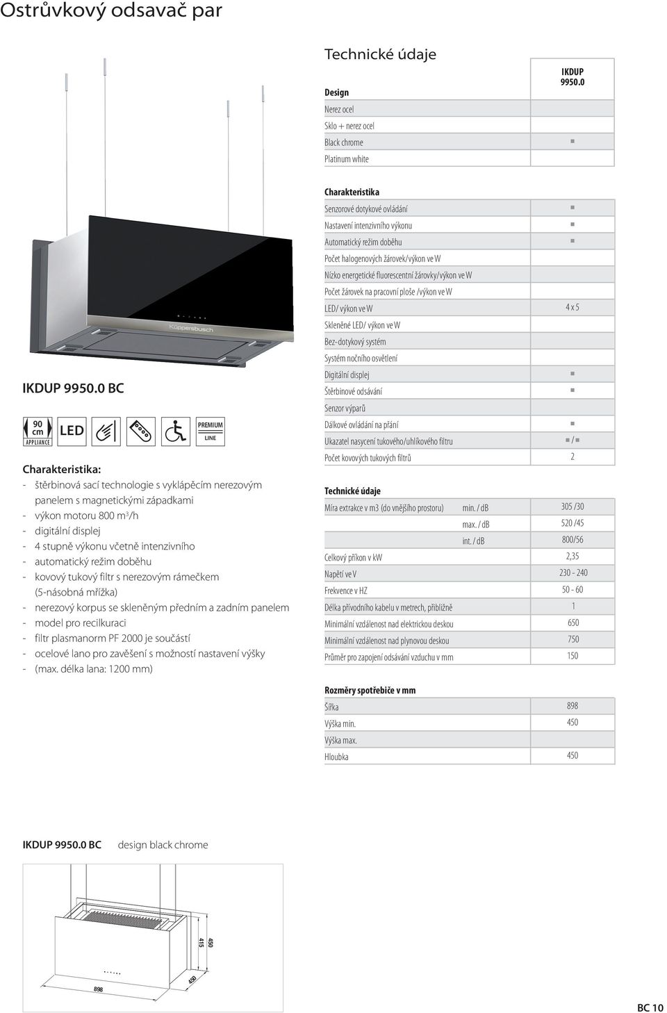 automatický režim doběhu - kovový tukový filtr s nerezovým rámečkem (5-násobná mřížka) - nerezový korpus se skleněným předním a zadním panelem - model pro recilkuraci - filtr plasmanorm PF 2000 je