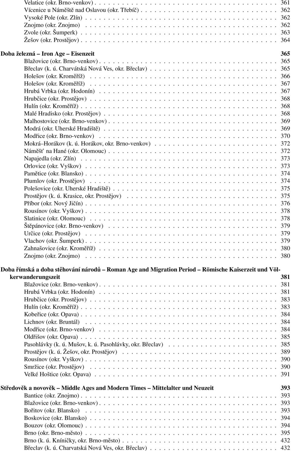 Brno-venkov)....................................... 365 Břeclav(k.ú.CharvátskáNováVes,okr.Břeclav)............................ 365 Holešov(okr.Kroměříž)......................................... 366 Holešov(okr.