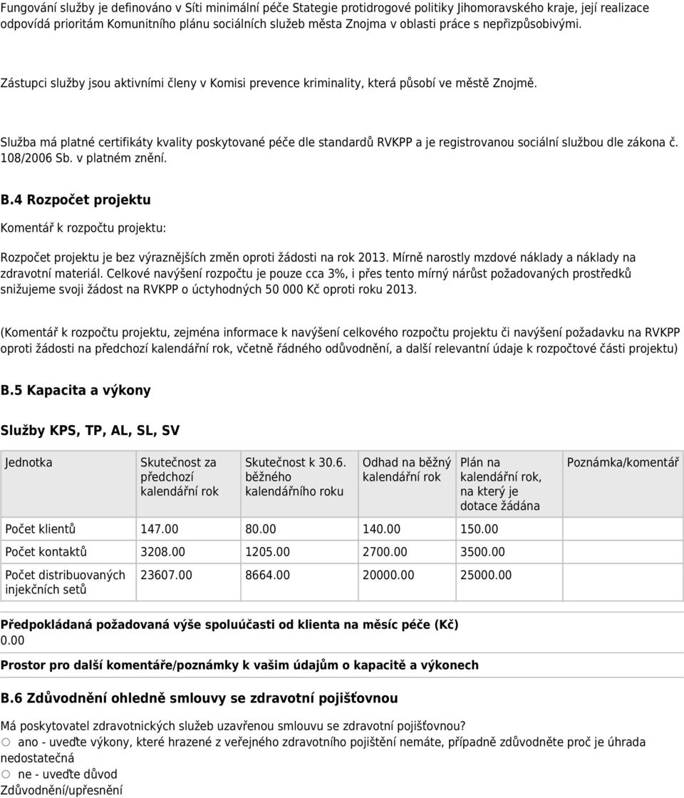 Služba má platné certifikáty kvality poskytované péče dle standardů RVKPP a je registrovu sociální službou dle zákona č. 108/2006 Sb. v platném znění. B.