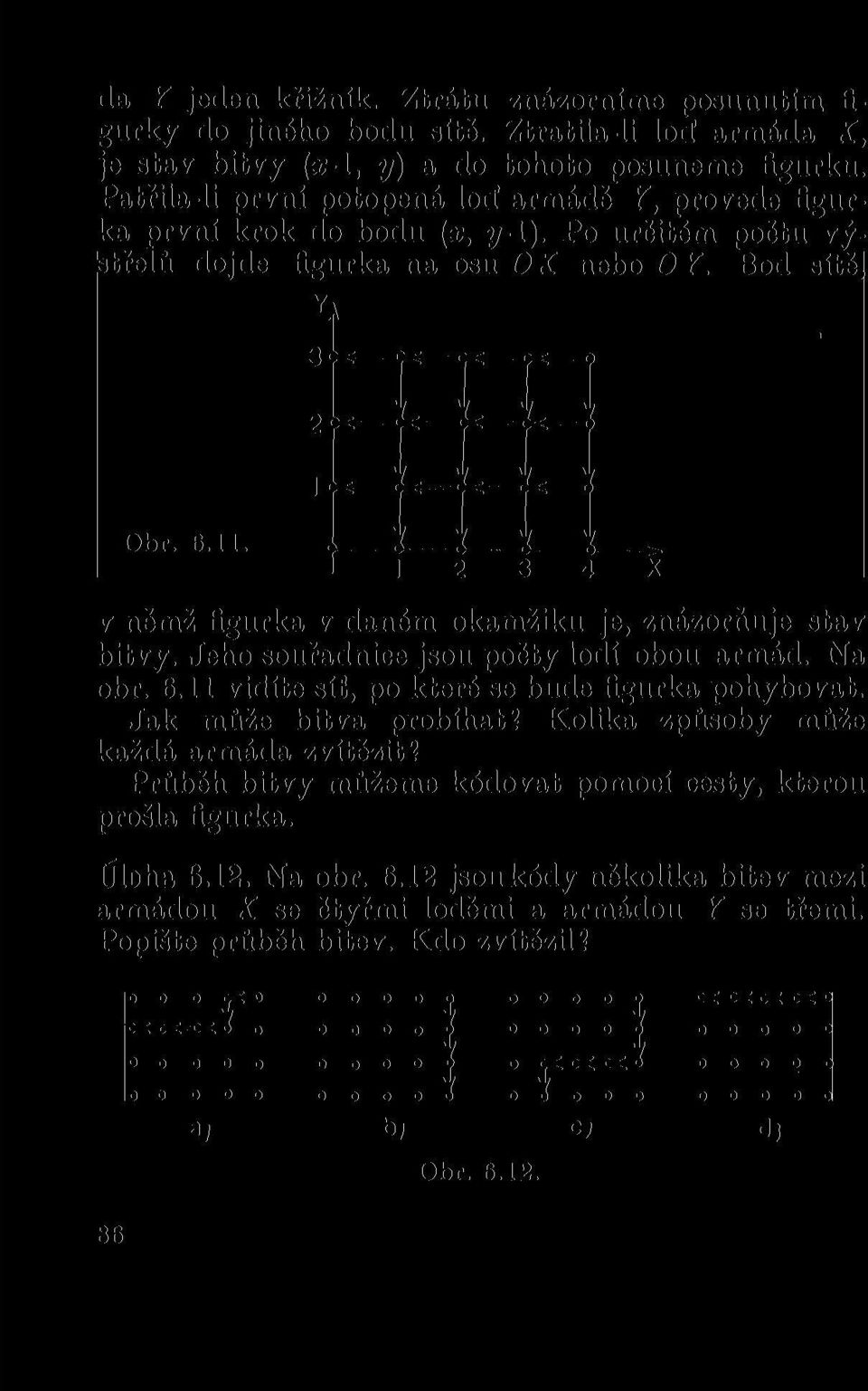 Jeho souřadnice jsou počty lodí obou armád. Na obr. 6.11 vidíte síť, po které se bude figurka pohybovat. Jak může bitva probíhat? Kolika způsoby může každá armáda zvítězit?