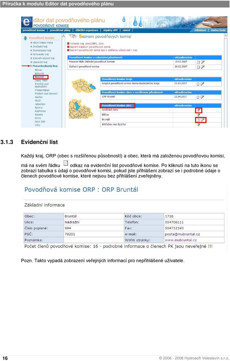 odkaz na evidenční list povodňové komise.