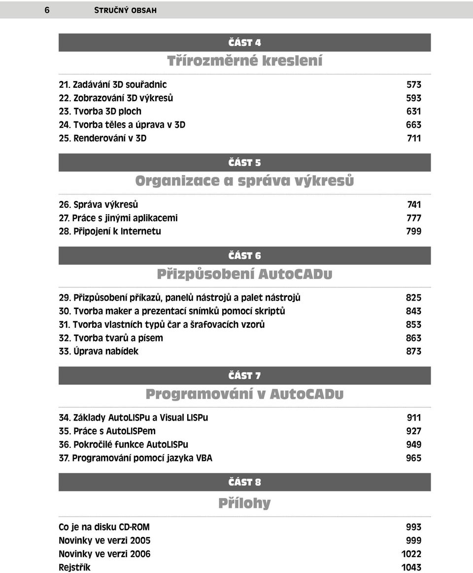 Přizpůsobení příkazů, panelů nástrojů a palet nástrojů 825 30. Tvorba maker a prezentací snímků pomocí skriptů 843 31. Tvorba vlastních typů čar a šrafovacích vzorů 853 32.