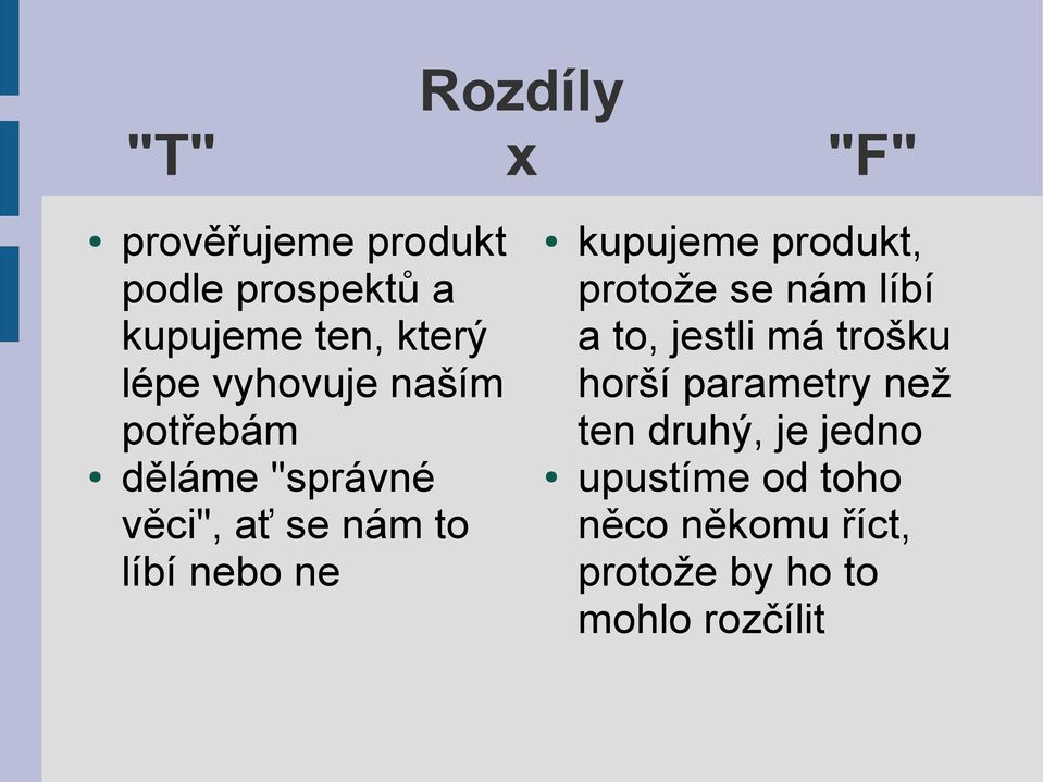 kupujeme produkt, protože se nám líbí a to, jestli má trošku horší parametry než