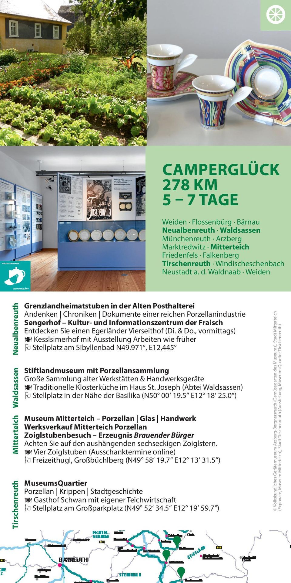 Informationszentrum der Fraisch Entdecken Sie einen Egerländer Vierseithof (Di. & Do., vormittags) ä Kesslsimerhof mit Ausstellung Arbeiten wie früher O Stellplatz am Sibyllenbad N49.
