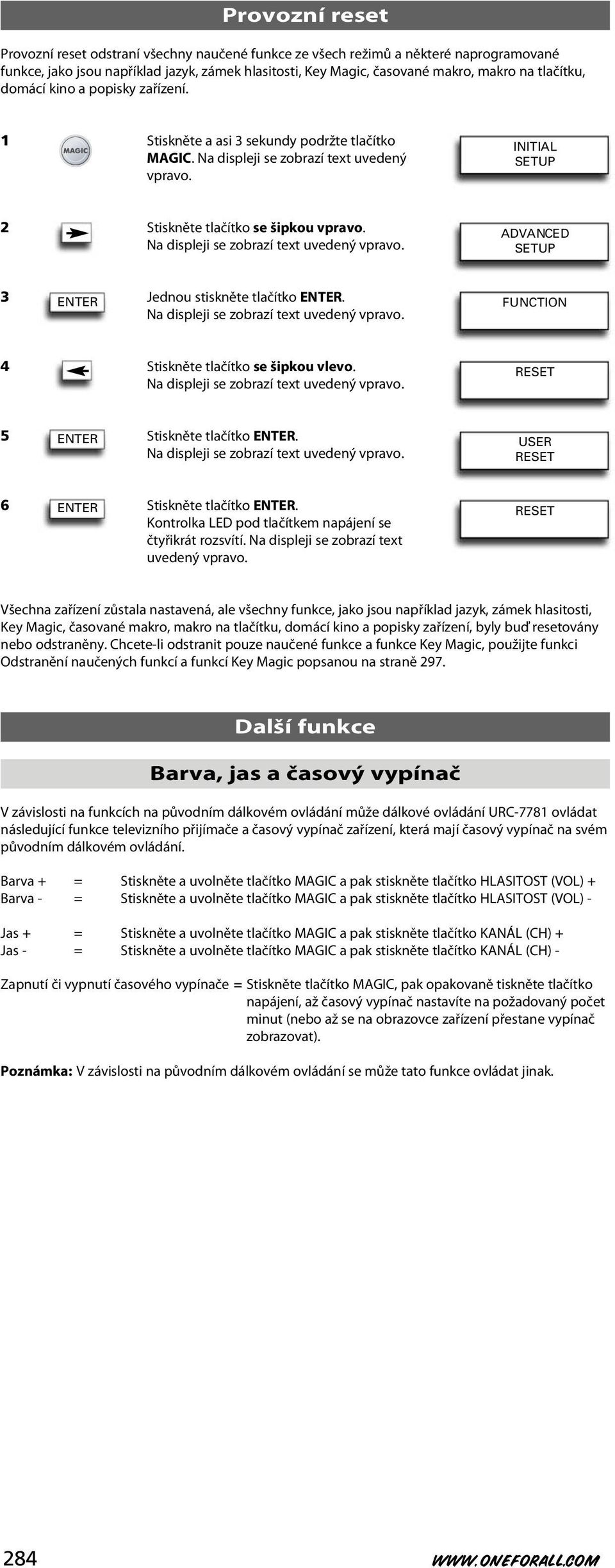 USER RESET 6 Stiskněte tlačítko. Kontrolka LED pod tlačítkem napájení se čtyřikrát rozsvítí.