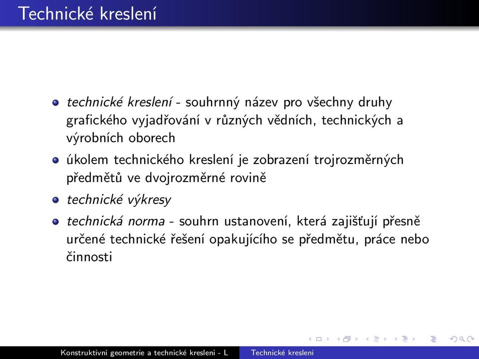 trojrozměrných předmětů ve dvojrozměrné rovině technické výkresy technická norma - souhrn