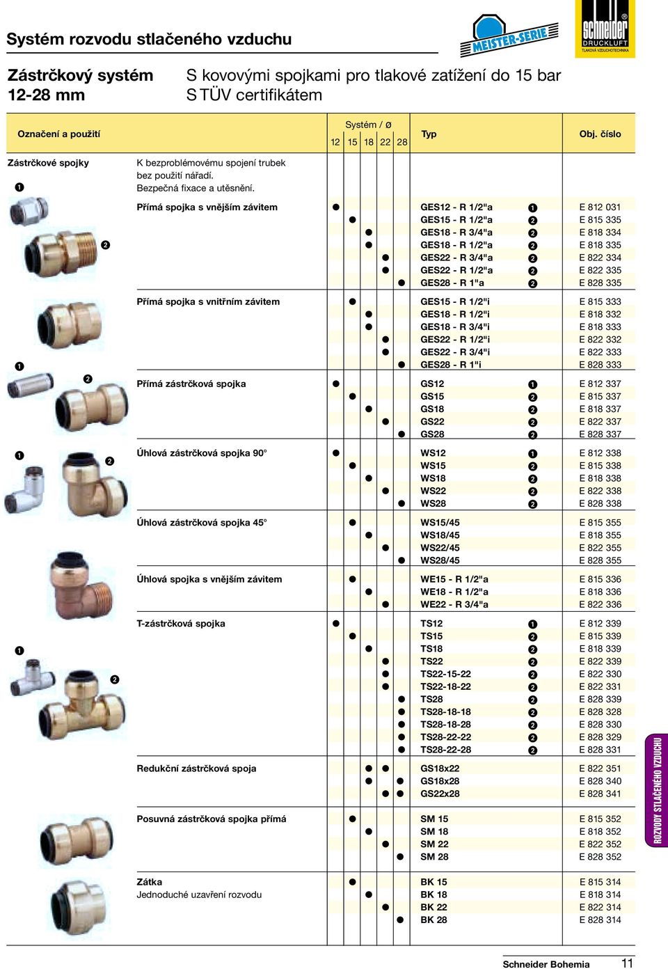 Přímá spojka s vnějším závitem GES12 - R 1/2"a E 812 031 GES15 - R 1/2"a E 815 335 GES18 - R 3/4"a E 818 334 GES18 - R 1/2"a E 818 335 GES22 - R 3/4"a E 822 334 GES22 - R 1/2"a E 822 335 GES28 - R